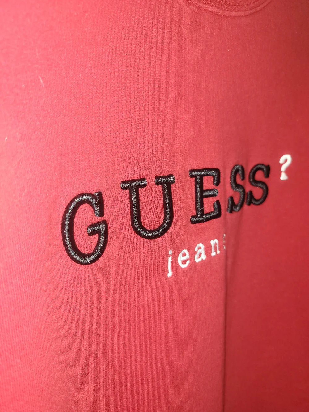 Vintage GUESS Jeans Red Embroidered Logo Crewneck Sweatshirt 80s 90s Xl